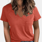 Full Size Pocketed V-Neck Short Sleeve T-Shirt