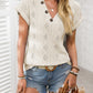 Openwork V-Neck Short Sleeve T-Shirt