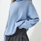 Ribbed Detail Turtleneck Dropped Shoulder Sweater