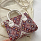Geometric PU Leather Strap Handbag