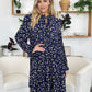 Double Take Full Size Printed Ruffle Hem Long Sleeve Dress