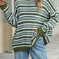 Striped Mock Neck Long Sleeve Sweater