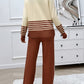 Devine Slit Striped Round Neck Top and Pants Sweater Set