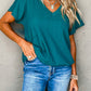Textured V-Neck Short Sleeve T-Shirt