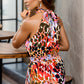 Tied Printed Mock Neck Top and Pants Set