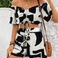 Drawstring Off-Shoulder Top and Shorts Set