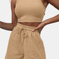 Full Size Round Neck Top and Drawstring Shorts Set