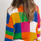 Color Block Round Neck Long Sleeve Sweater