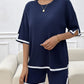 Devine Contrast Trim Round Neck Top and Shorts Set