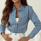 Button Up Long Sleeve Denim Top