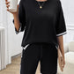 Devine Contrast Trim Round Neck Top and Shorts Set
