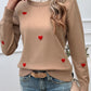 Devine Lace Detail Heart Long Sleeve Sweater