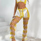 Cutout Halter Neck Top and Pants Two-Piece Swim Set