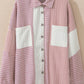 Color Block Houndstooth Collared Neck Shacket