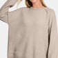 Zenana Side Slit Raglan Sleeve Sweater