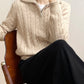Cable-Knit Half Zip Long Sleeve Sweater