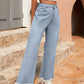 Raw Hem Bootcut Jeans with Pockets