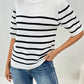 Striped Round Neck Half Sleeve Knit Top