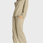 Round Neck Long Sleeve Top and Slit Pants Set