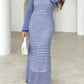 Devine Tied Round Neck Striped Sweater Dress