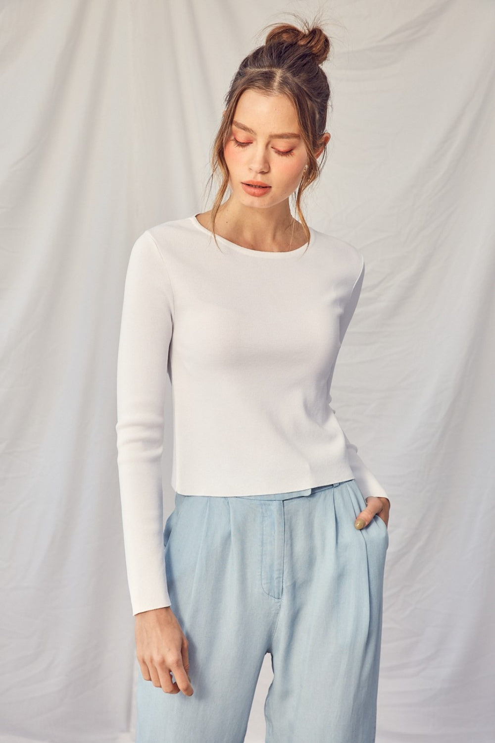 Idem Ditto Twisted Backless Long Sleeve Knit Top *