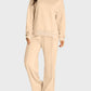 Round Neck Long Sleeve Top and Slit Pants Set