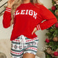 Letter Graphic Round Neck Top and Printed Shorts Lounge Set