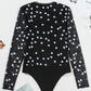 Heart Square Neck Long Sleeve Bodysuit
