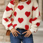 Full Size Fuzzy Heart Dropped Shoulder Sweatshirt