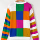 Color Block Round Neck Long Sleeve Sweater