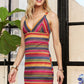 ADORA Contrast Striped V-Neck Mini Dress