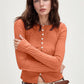 Basic Bae Texture Button Up Round Neck Long Sleeve Top