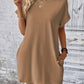 Full Size Round Neck Short Sleeve Mini Dress