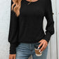 Full Size Decorative Button Round Neck Long Sleeve T-Shirt