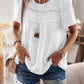 Devine Lace Detail Round Neck Short Sleeve Blouse