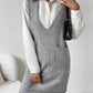 V-Neck Sleeveless Sweater Dress with Pockets