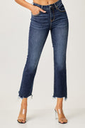 Risen Full Size Frayed Hem Cropped Straight Jeans *