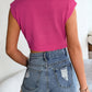 Openwork Round Neck Cap Sleeve Knit Top
