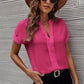 Full Size Notched Short Sleeve Blouse