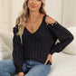 Cable-Knit Cold Shoulder Sweater