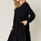 Double Take Full Size V-Neck Balloon Sleeve Tiered Dress