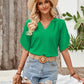 Notched Slit Half Sleeve Blouse