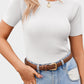 Mandy Ribbed Round Neck Short Sleeve Knit Top