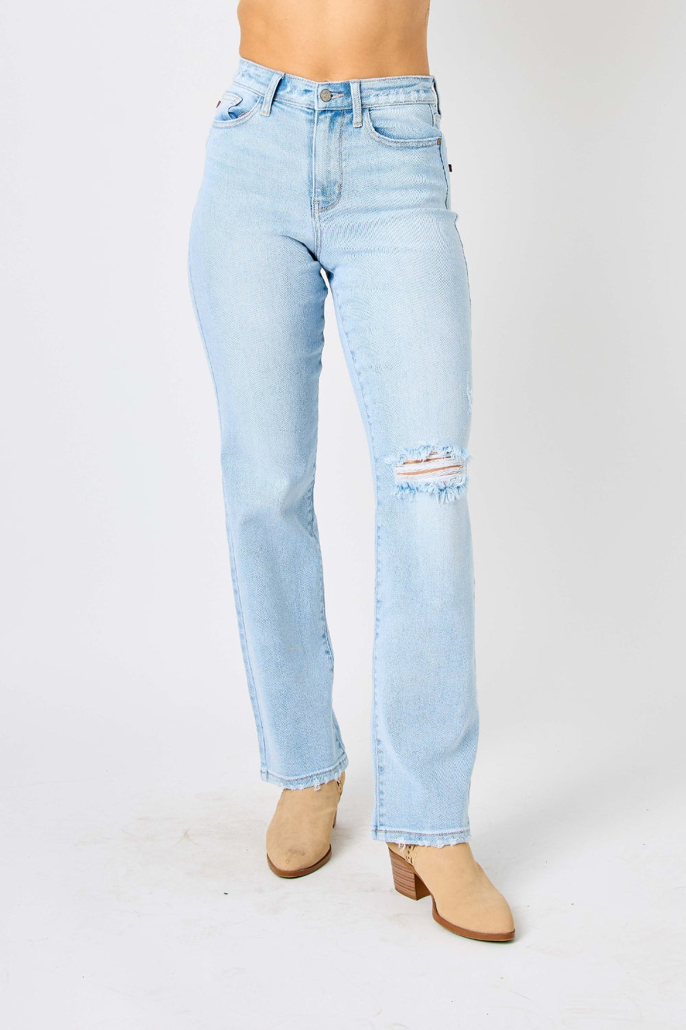 Judy Blue Full Size High Waist Distressed Straight Jeans *