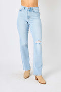 Judy Blue Full Size High Waist Distressed Straight Jeans *