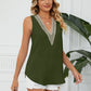Contrast Trim Plunge Sleeveless Blouse