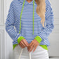 Mandy Striped Long Sleeve Hooded Knit Top