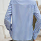 Pocketed Striped Collared Neck Long Sleeve Shirt