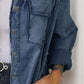 Full Size Pocketed Button Up Long Sleeve Denim Jacket