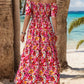 Slit Floral Off-Shoulder Short Sleeve Dress